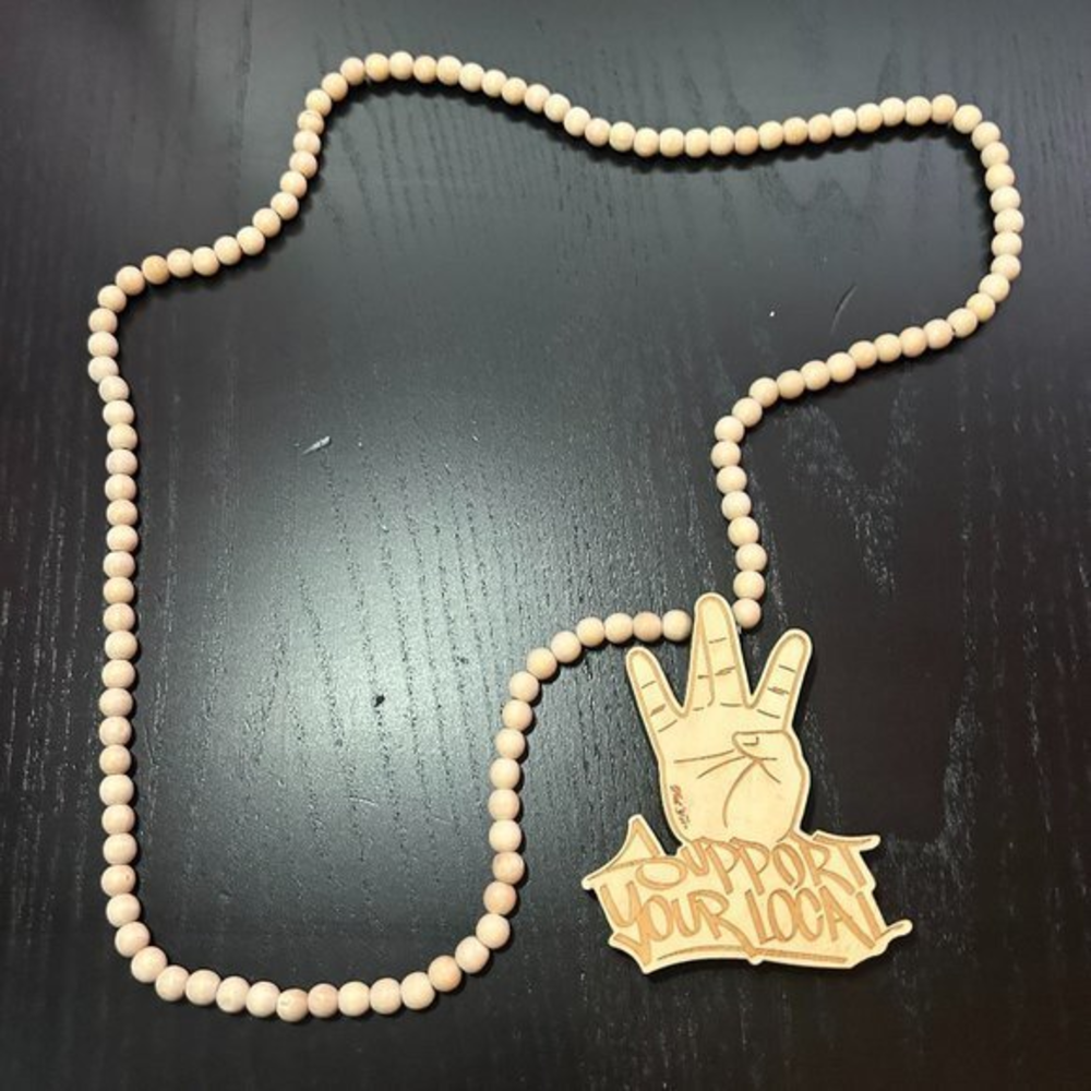 GoodWood NYC Support Your Local Necklace Wooden‎ Pendant Wooden Beaded